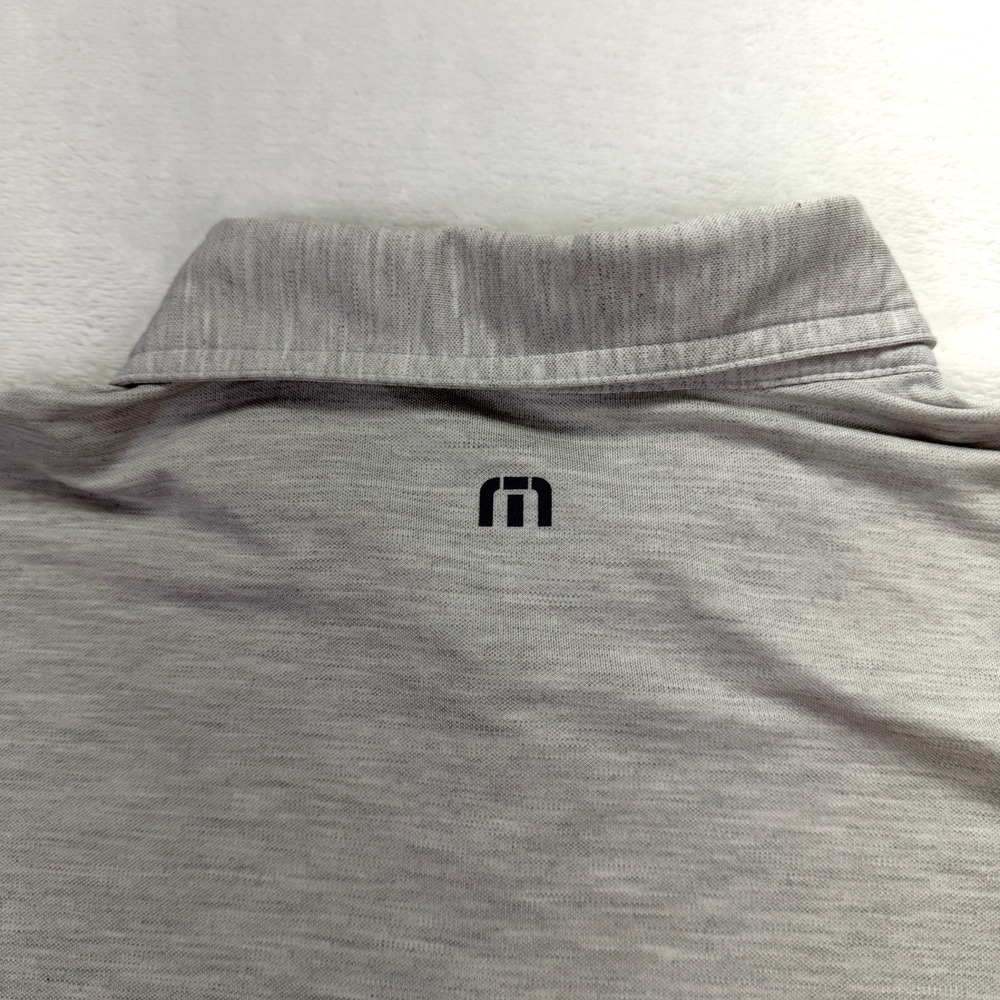TravisMathew Polo Shirt Mens XL Gray Heathered Stripe Golf Performance Stretch - Picture 7 of 11